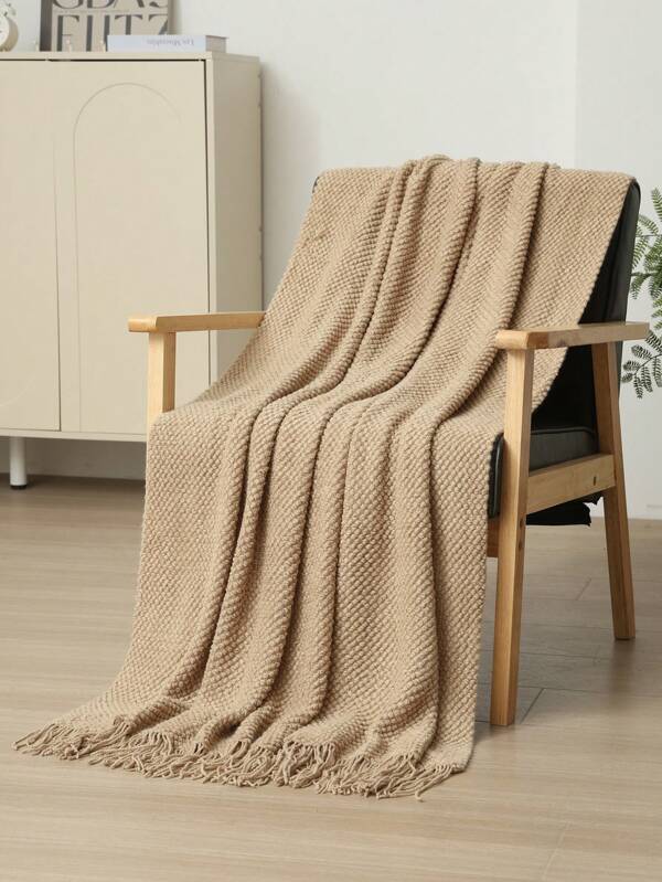 A Knitted Blanket, Nordic Style Rectangular Tassel Office Nap Sofa Blanket, Air Conditioning Blanket, Shawl Cover Blanket, Bed Tail Blanket Suitable For Daily Use